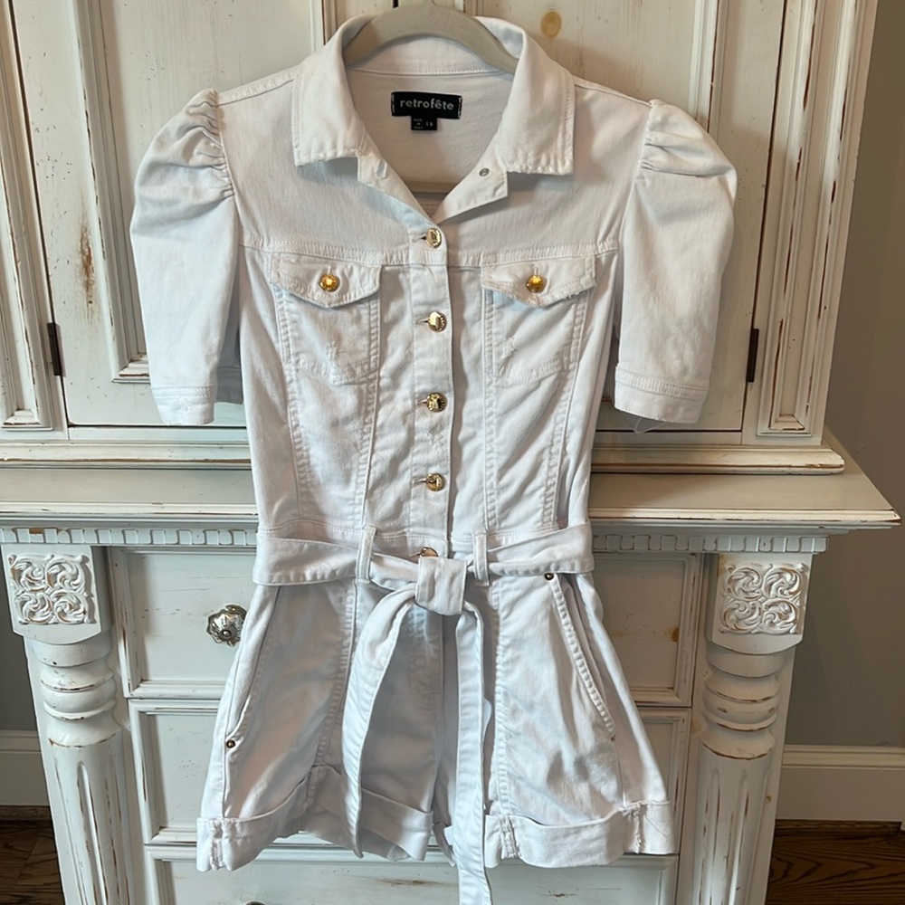 Retrofete White Denim Romper Size S Excellent Condition